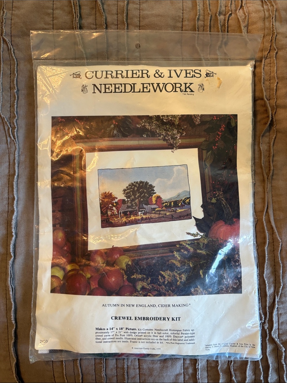 Currier & Ives Needlework Crewell Embroidery Kit - Autumn in New England